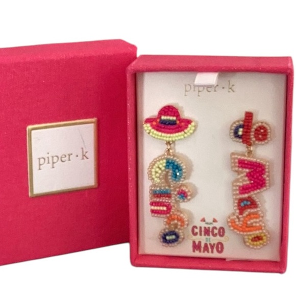 Piper K Cinco de Mayo Beaded Earrings New In Gift Box - Picture 3 of 3